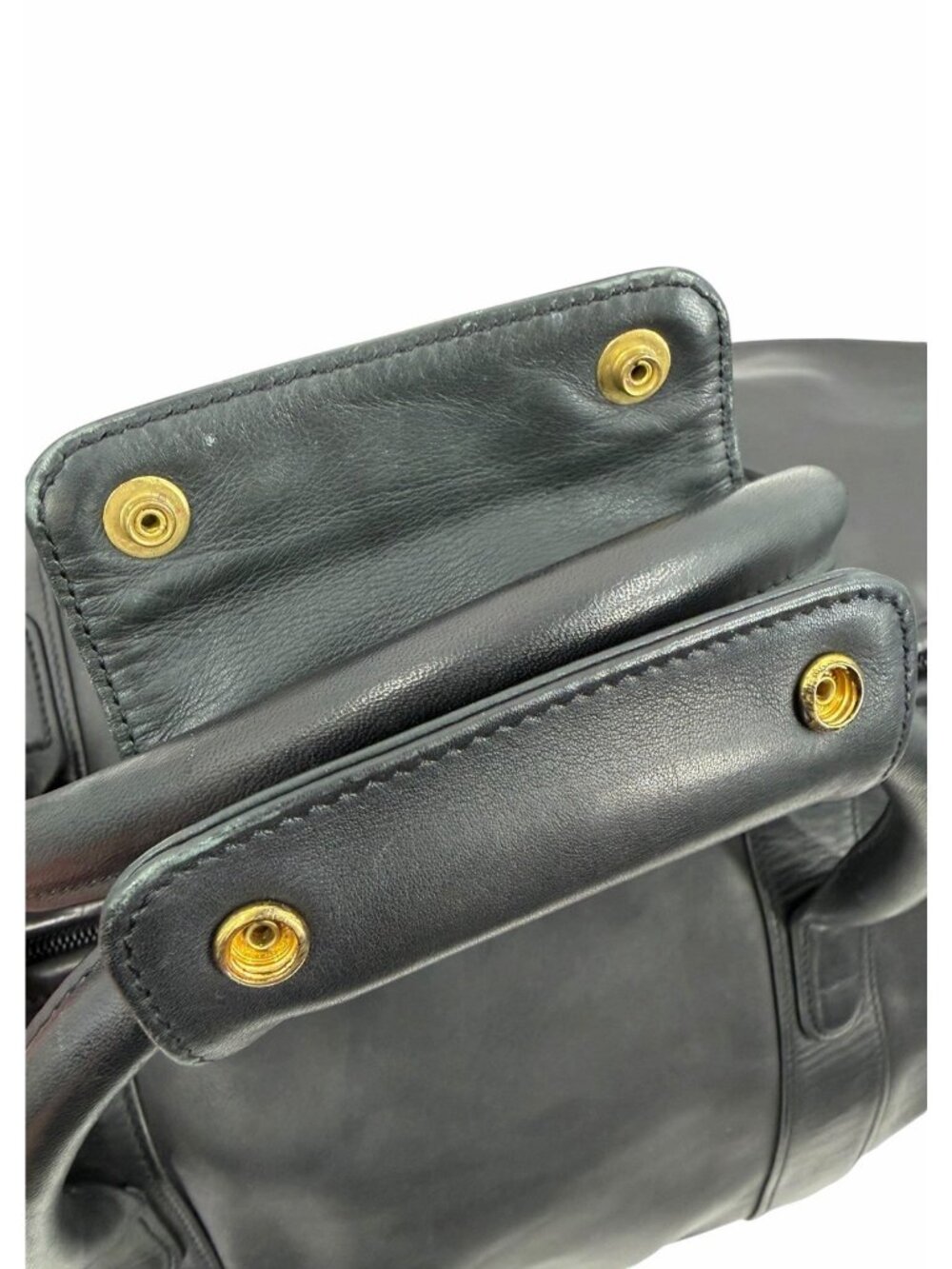 COACH Vintage Black Leather Duffel Weekender 0596 Bag - Picture 5 of 12